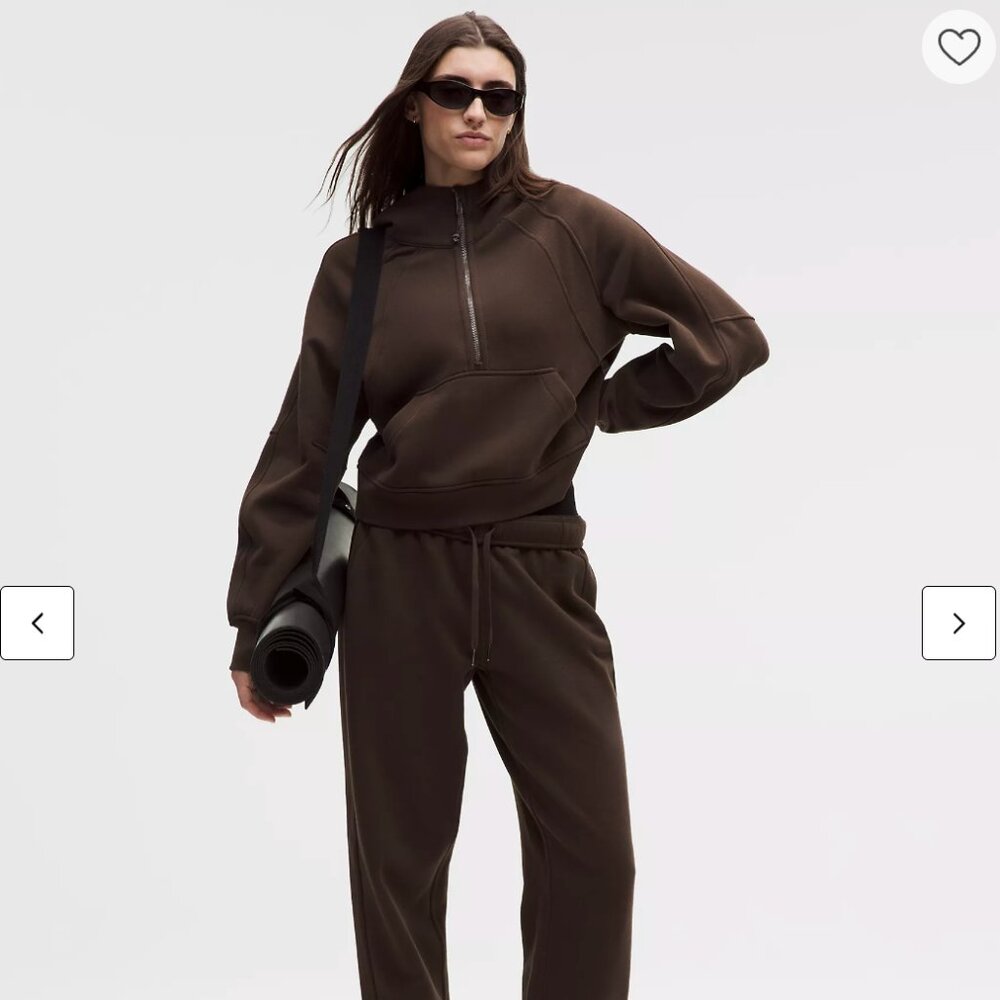 Scuba Oversized Half-Zip Hoodie in chocolate brown color M/L